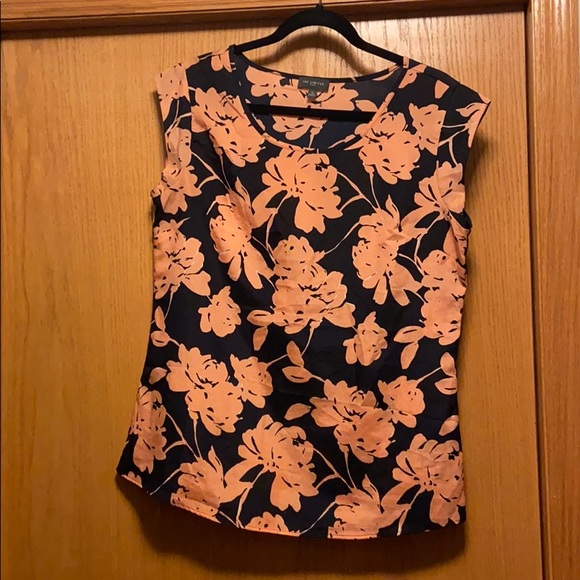 The Limited Tops - Floral Dress Shirt with Capped Sleeves